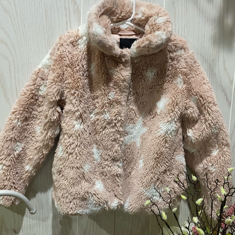 Me Jane Pink and White Faux Fur Jacket Size 6T